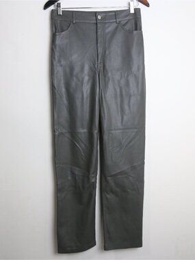 NWT Dynamite Gisele Green Straight Leg Vegan Faux Leather Pants Size 6